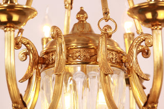 6 Lights Small Empire Style Antique Brass Chandelier Gold Chandelier for Study Room 26X26 Inch