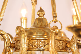 6 Lights Small Empire Style Antique Brass Chandelier Gold Chandelier for Study Room 26X26 Inch