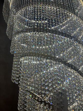 Contemporary Long Spiral Chandelier for Staircase 63"W 157"H