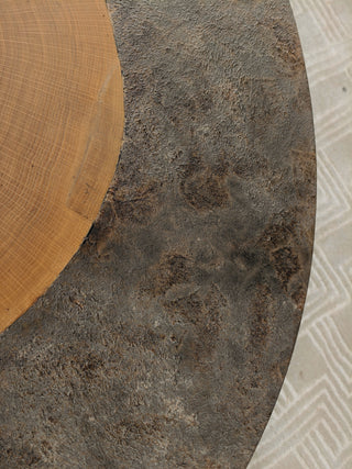 Acacius Round Coffee Table Yukas Wood Cocktail Table Sofa Industrial Center Tea Table