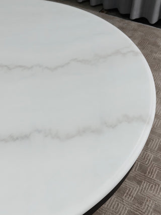 Luca Round Natural Stone Dining Table | Solid Pine Base Rustic Modern Dining Furniture