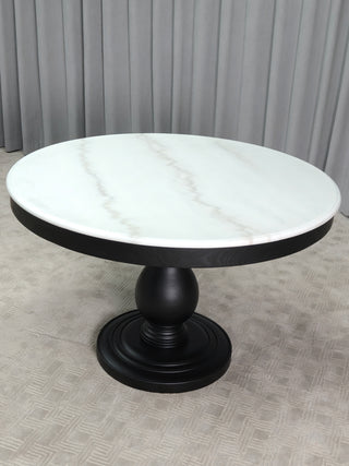 Luca Round Natural Stone Dining Table | Solid Pine Base Rustic Modern Dining Furniture