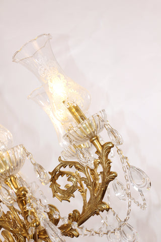 31X32 Inch 8 Lights Small Classical Candle Style Brass and Crystal Chandelier Lighting