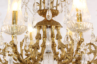28X31 Inch 6 Lights Small Classical Candle Style Brass and Crystal Chandelier Lighting