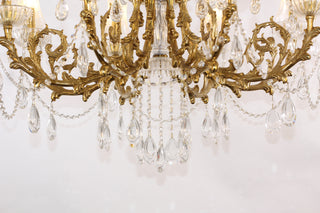31X32 Inch 8 Lights Small Classical Candle Style Brass and Crystal Chandelier Lighting