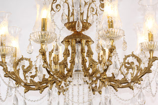 28X31 Inch 6 Lights Small Classical Candle Style Brass and Crystal Chandelier Lighting