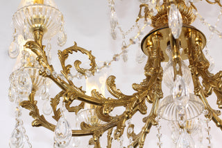 28X31 Inch 6 Lights Small Classical Candle Style Brass and Crystal Chandelier Lighting