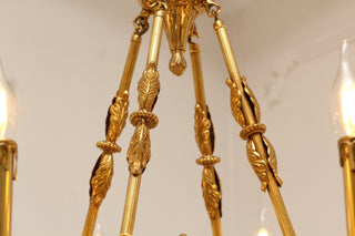 8 Lights Small Empire Style Antique Brass Chandelier Gold Dining Room Chandelier 31X28 Inch