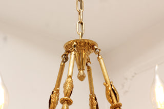 8 Lights Small Empire Style Antique Brass Chandelier Gold Dining Room Chandelier 31X28 Inch