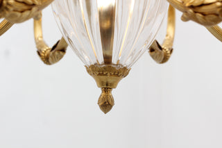 8 Lights Small Empire Style Antique Brass Chandelier Gold Dining Room Chandelier 31X28 Inch