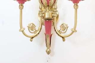 2 Lights Rococo Style Brass Wall Lamp Blue/ Pink Color