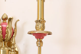 2 Lights Rococo Style Brass Wall Lamp Blue/ Pink Color