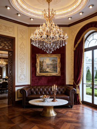 60 Lights Big Gold Maria Theresa Chandelier 67X79 Inch Large Crystal Chandelier for High Ceiling Foyer