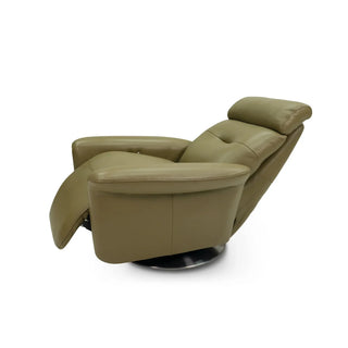 Pan Swivel Leather Accent Chair – Top-Grain Cowhide, Metal Base