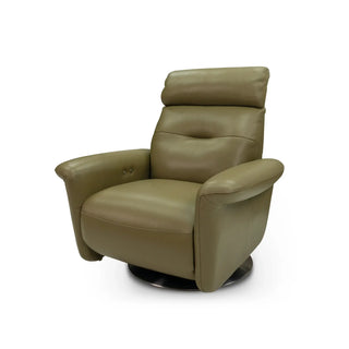 Pan Swivel Leather Accent Chair – Top-Grain Cowhide, Metal Base