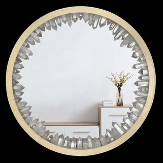 Round Geode Quartz Crystal Mirror Lamp