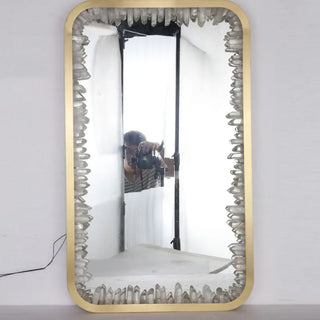 Rectangle Geode Quartz Crystal Mirrow Light