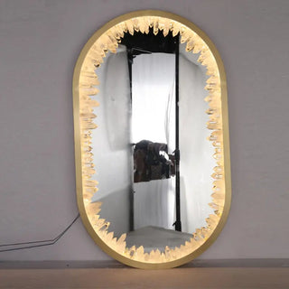 Oval Geode Quartz Crystal Mirror Light