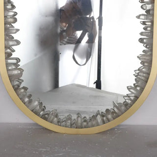 Oval Geode Quartz Crystal Mirror Light