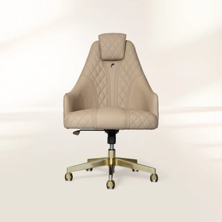 Atlas Diamond Stitch Leather Executive Office Chair with Brass Base