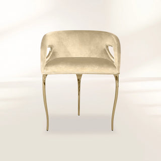 Chandra Cutout Gloss Brass Velvet Chair