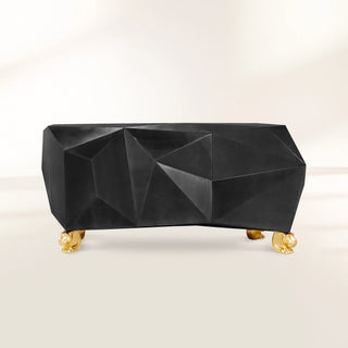 Luxury Diamond-Inspired Sideboard Cabinet with Black Gold Finish & Hidden Storage