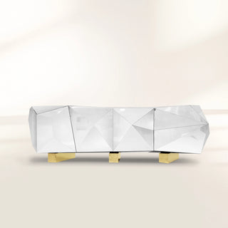 Luxury Diamond Sideboard Cabinet with Faceted Design & Hidden Storage
