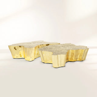 Luxury Patina Brass Coffee Table with Organic Sculptural Design & Handcrafted Finish