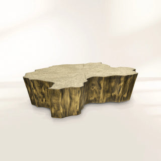Luxury Patina Brass Coffee Table with Organic Sculptural Design & Handcrafted Finish