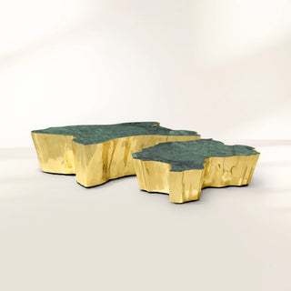 Luxury Patina Brass Coffee Table with Organic Sculptural Design & Handcrafted Finish