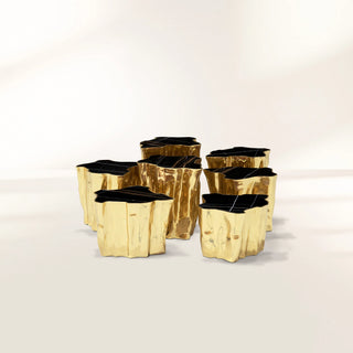 Luxury White Coffee Table with Sculptural Gold Base & Organic Modern Design