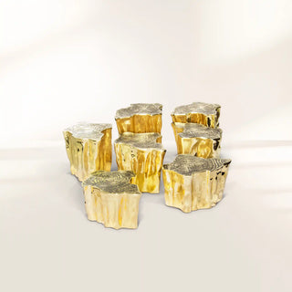 Luxury White Coffee Table with Sculptural Gold Base & Organic Modern Design