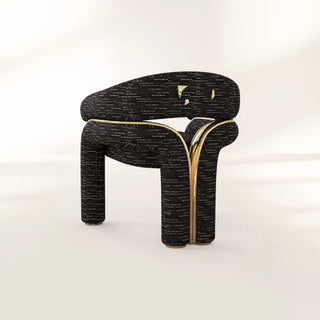 Elara Curved Sculptural Polished Brass Luxury Dining Chair