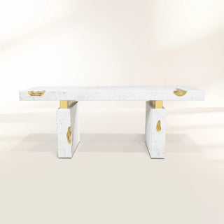 Empire Cracked Brass Inlay Marble Luxury Desk