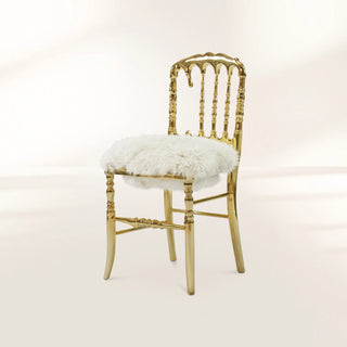 Emporium Fur Surrealist Gold Plated Luxury Chair with Soft Fluffy White Seat