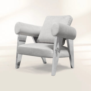 Luxury Sculptural Armchair with Polished Hammered Brass Legs & Curved Upholstery Design