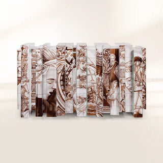 Luxury Hand-Painted Tile Sideboard Cabinet with Vintage Artwork & Hidden Storage