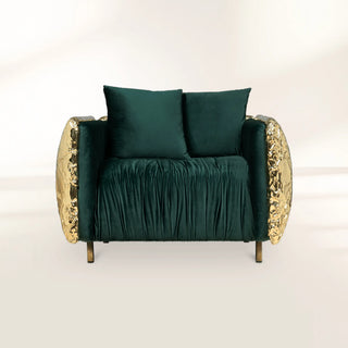 Luxury Imperfect Sculptural Armchair with Hammered Brass Frame & Artistic Design