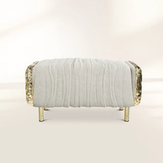 Imperfectio Hammered Brass Upholstered Luxury Ottoman