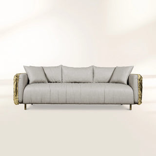 Luxury Imperfect Sculptural Sofa with Hammered Brass Frame & Artistic Design