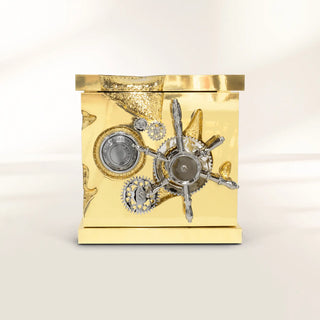 Luxury Portable Jewelry Safe with Secret Dial Lock & Gold-Plated Brass Gear Design