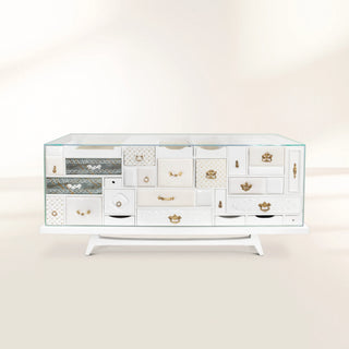 Luxury Black Sideboard Cabinet with Geometric Design & Hidden Storage