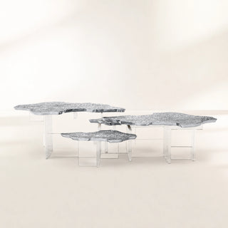 Luxury Designer Coffee Table with Hand-Painted Artistic Top & Sculptural Brass Base