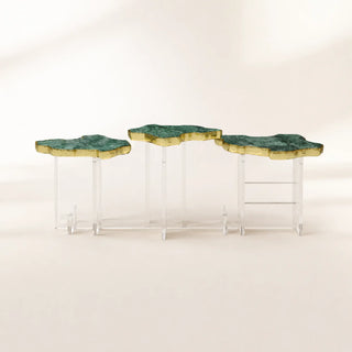 Luxury Designer Coffee Table with Hand-Painted Artistic Top & Sculptural Brass Base