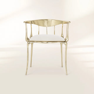 No 11 Cream Velvet Surrealist Polished Gold Dining Chair