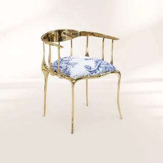 No 11 Azulejo Print Polished Brass Heritage Chair
