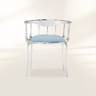 No 11 Silver Polished Brass Surrealist Light Blue Dining Chair