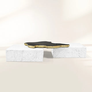 Luxury Black & White Coffee Table with Sculptural Design & High Gloss Finish