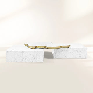 Luxury Black & White Coffee Table with Sculptural Design & High Gloss Finish
