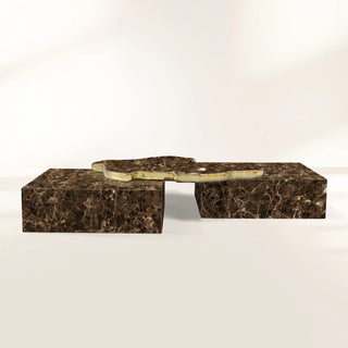Luxury Black & White Coffee Table with Sculptural Design & High Gloss Finish